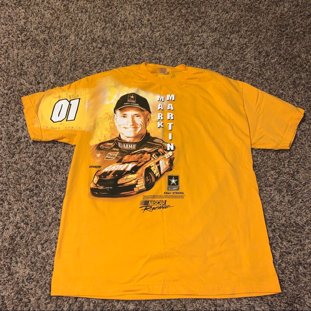 2007 Mark Martin Nascar Racing Shirt Big Graphics Yellow #1 Army Mens SIZE XL